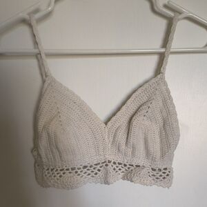 hint of mint Cream Crochet Bralette